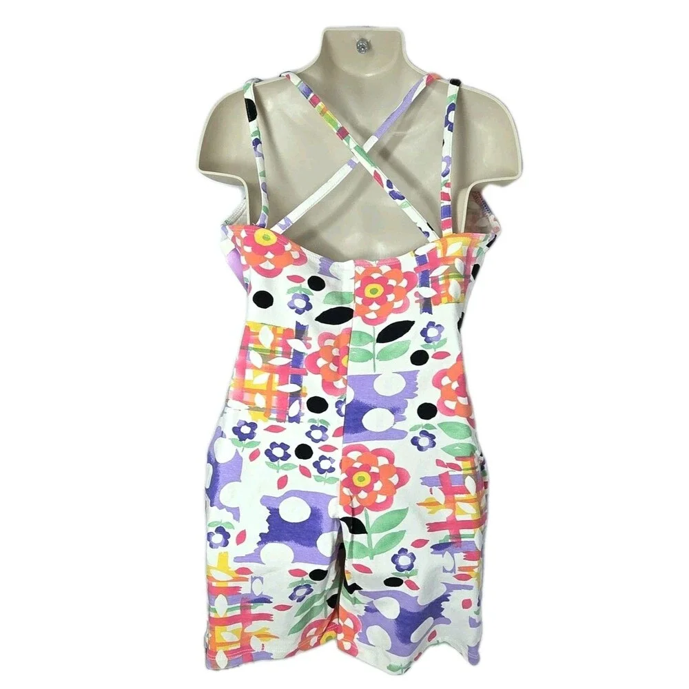 Gilda Marx Kids VTG 90s Colorful Strappy Cotton Unitard Biketard CM Size 8/10